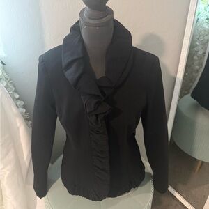 INC International Concepts Black Ruffled Blazer